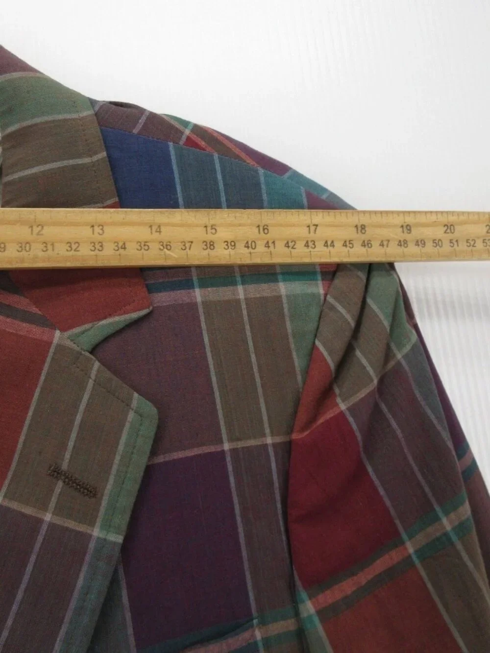 VINTAGE Corbin Sport Coat 42 Blazer Madras Plaid Preppy 90s USA *
